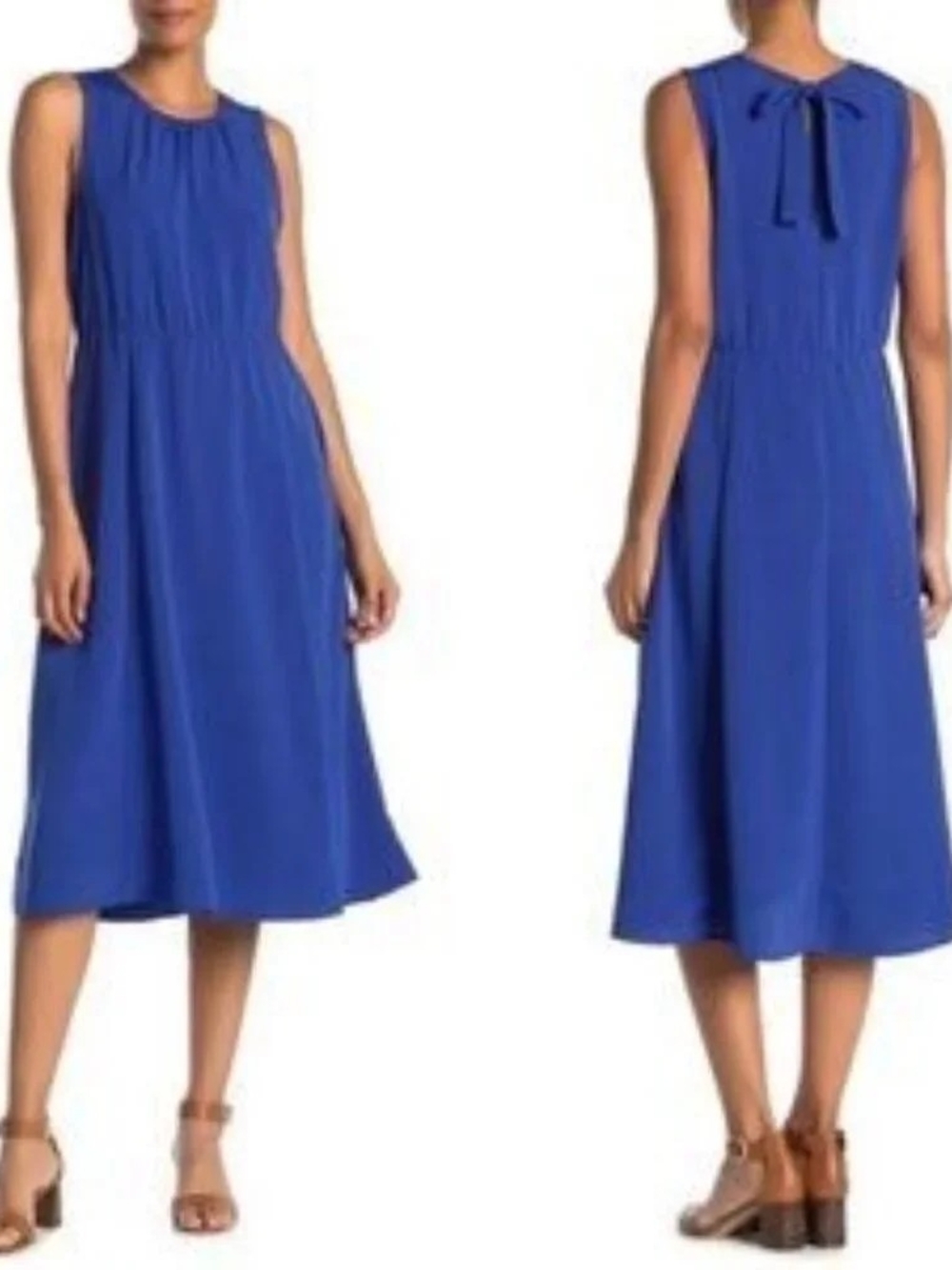 Bobeau Sleeveless Tie-Back Midi Dress in Royal Blue